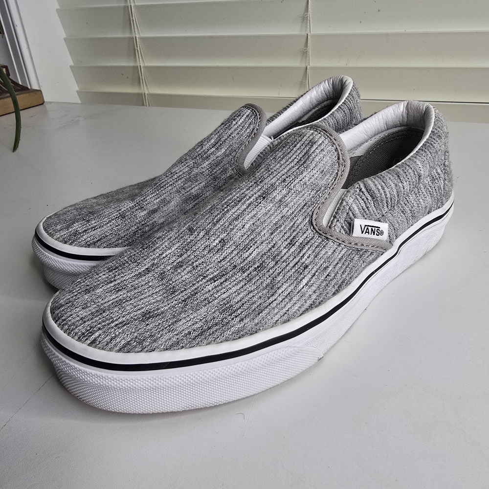 Vans Gray Knit Slip-On Sneakers
